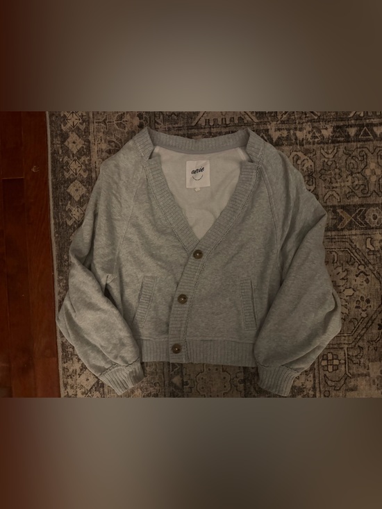 aerie Sweaters - aerie Gray  V-Neck Button Cardigan